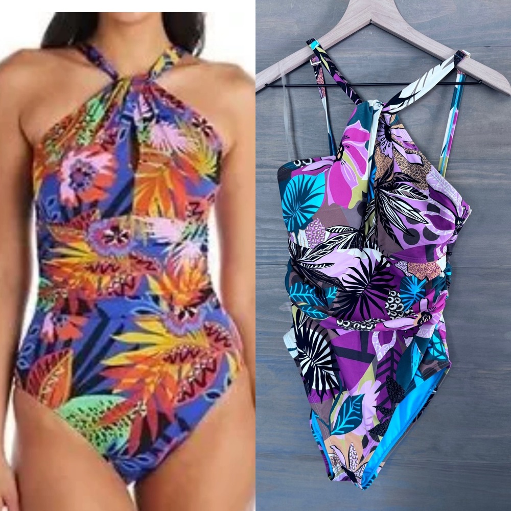 Bleu‎ by Rod BeattieHalter Cross Over One-Piece Swimsuit Size 10